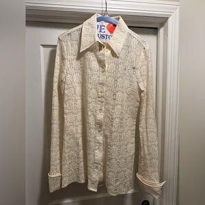 NWT MaxMara Cream Crochet Button Down